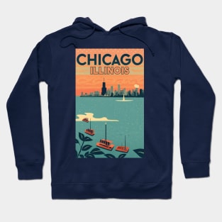 A Vintage Travel Art of Chicago - Illinois - US Hoodie